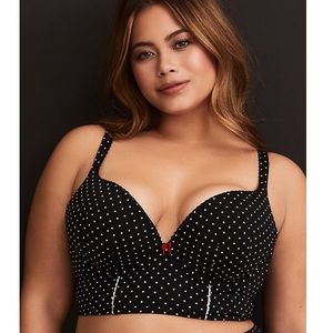 Black and white polka dot push-up plunge bra